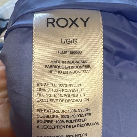 Roxy size Large L NWT NEW Women's periwinkle Blue Puffer Jacket - Picture 11 of 11